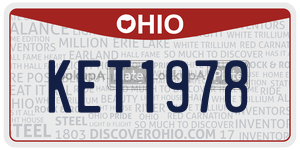 KET1978 license plate in Ohio