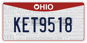 KET9518  license plate in OH