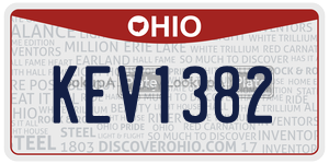 KEV1382 license plate in Ohio