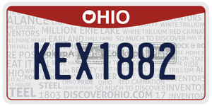 KEX1882  license plate in OH