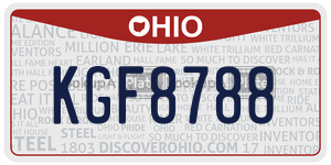 KGF8788  license plate in OH