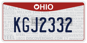 KGJ2332  license plate in OH