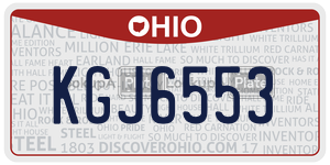 KGJ6553 license plate in Ohio