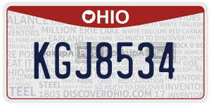 KGJ8534  license plate in OH