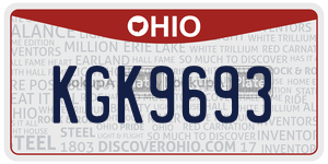 KGK9693  license plate in OH