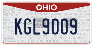 KGL9009  license plate in OH