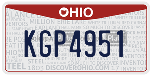 KGP4951 license plate in Ohio