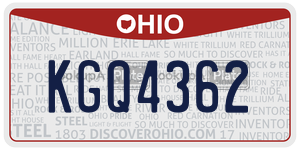 KGQ4362 license plate in Ohio