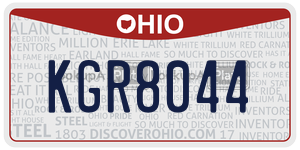 KGR8044 license plate in Ohio