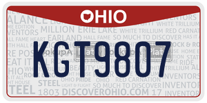 KGT9807  license plate in OH