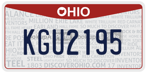 KGU2195 license plate in Ohio