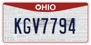 KGV7794  license plate in OH