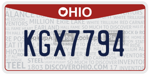 KGX7794  license plate in OH