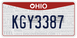 KGY3387 license plate in Ohio