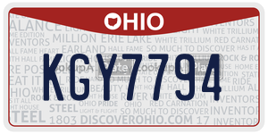 KGY7794  license plate in OH