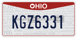 KGZ6331  license plate in OH