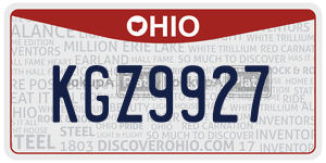 KGZ9927  license plate in OH