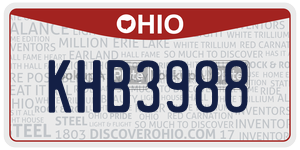 KHB3988 license plate in Ohio