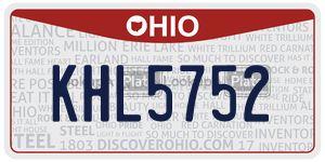 KHL5752 license plate in Ohio