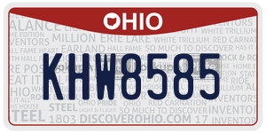 KHW8585  license plate in OH