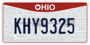 KHY9325 license plate in Ohio