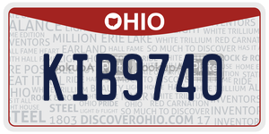 KIB9740  license plate in OH