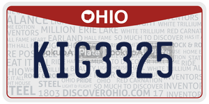 KIG3325  license plate in OH