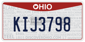 KIJ3798 license plate in Ohio