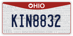KIN8832 license plate in Ohio