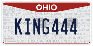 KING444 license plate in Ohio