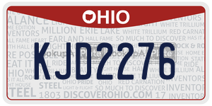 KJD2276  license plate in OH