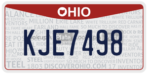 KJE7498 license plate in Ohio