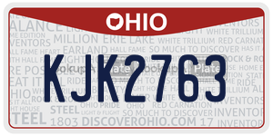 KJK2763 license plate in Ohio