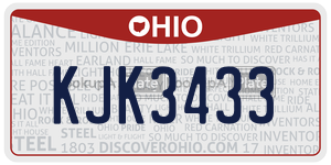 KJK3433 license plate in Ohio