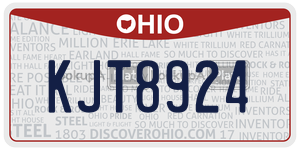 KJT8924  license plate in OH