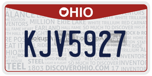 KJV5927  license plate in OH