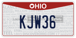 KJW36 license plate in Ohio