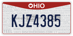 KJZ4385 license plate in Ohio