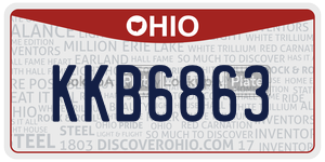 KKB6863  license plate in OH