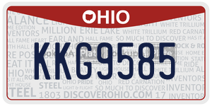 KKG9585  license plate in OH