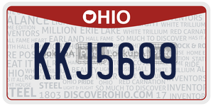 KKJ5699 license plate in Ohio