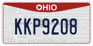 KKP9208  license plate in OH