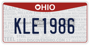 KLE1986  license plate in OH