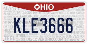KLE3666 license plate in Ohio