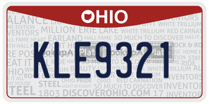 KLE9321 license plate in Ohio