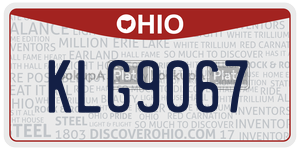 KLG9067  license plate in OH
