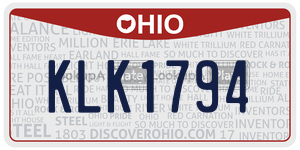 KLK1794  license plate in OH