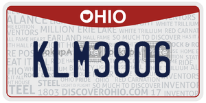 KLM3806  license plate in OH