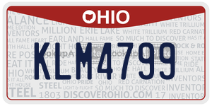 KLM4799  license plate in OH
