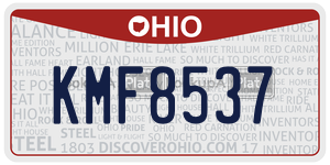 KMF8537 license plate in Ohio